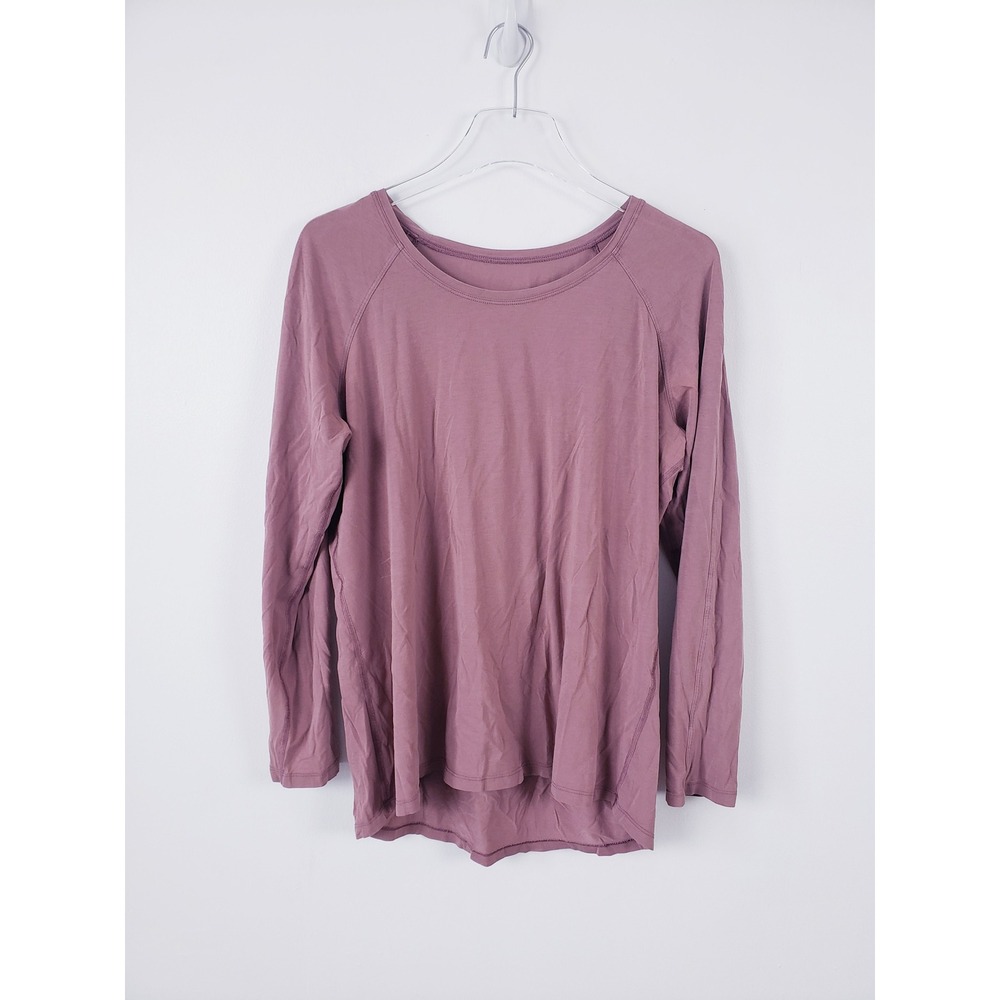 Lululemon Emerald Long Sleeve Scoop Neck T-Shirt Top Red Dust Womens Size 8